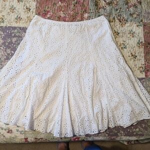 Karen Kane White Cotton Eyelet Skirt size Large